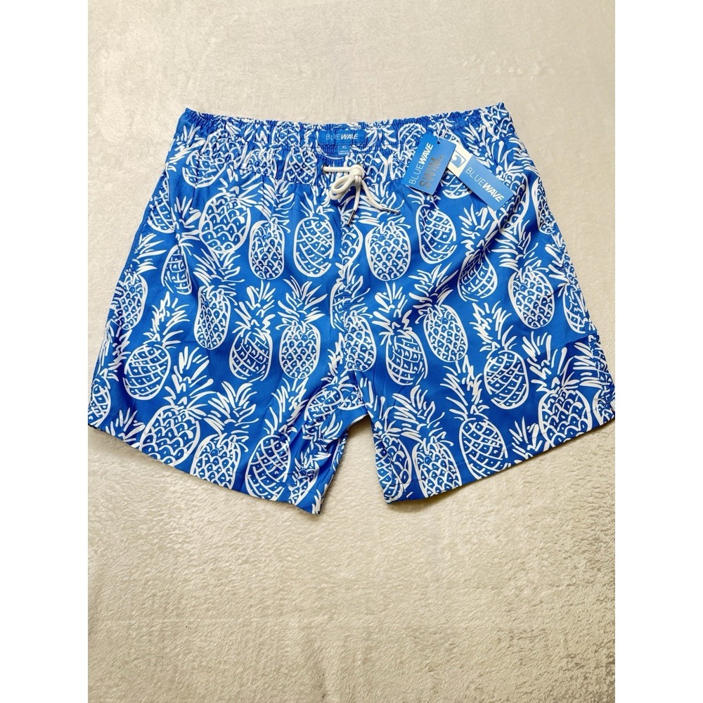 Blue Wave Men's XL Blue Pineapple Swim Shorts New With Tags Never Worn Trunks